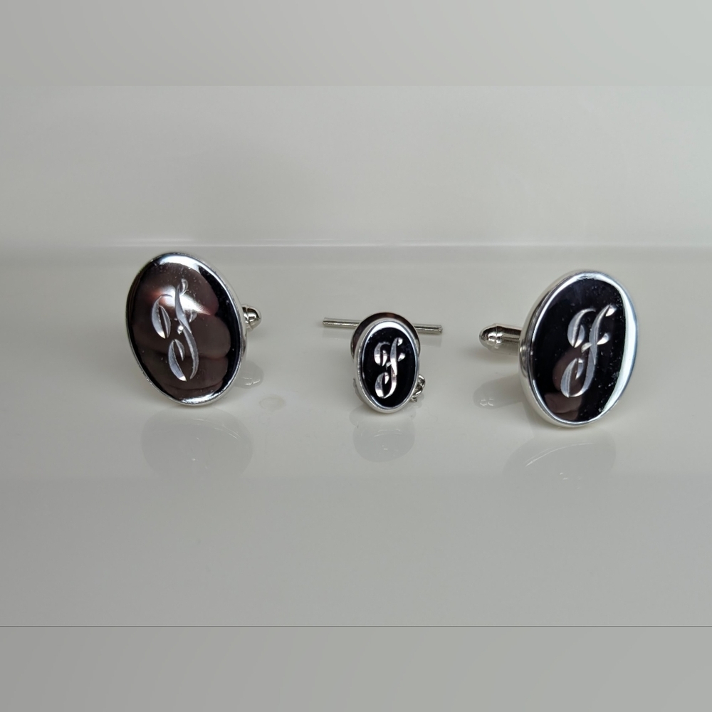 Anson Monogram "F"  Cufflinks And Tie Clip